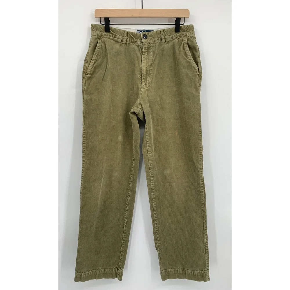 Vintage Polo Ralph Lauren Corduroy Pants Mens 32x30 Olive Green Straight Leg